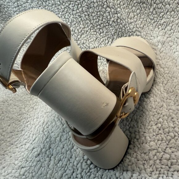 Comfortable Women's Platform Sandal in Eggshell Leather - Picture 5 of 5